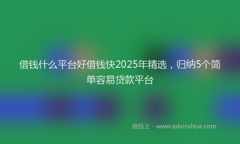 借钱什么平台好借钱快2025年精选，归纳5个简单容易贷款平台