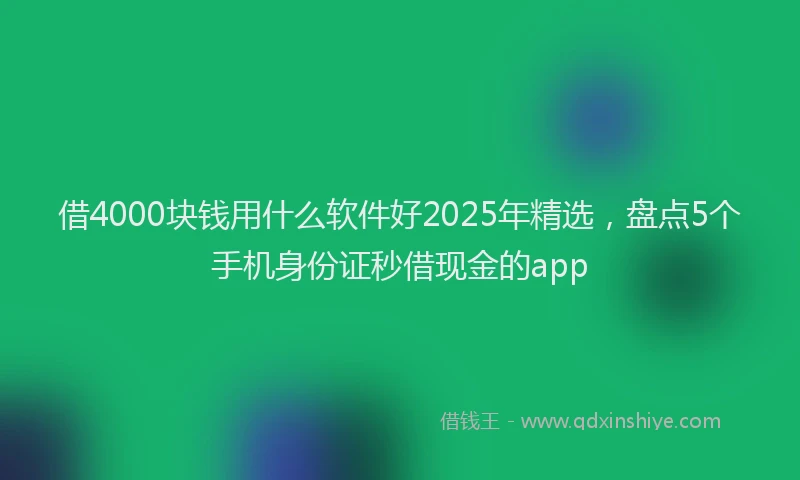 借4000块钱用什么软件好2025年精选，盘点5个手机身份证秒借现金的app