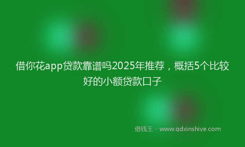 借你花app贷款靠谱吗2025年推荐，概括5个比较好的小额贷款口子