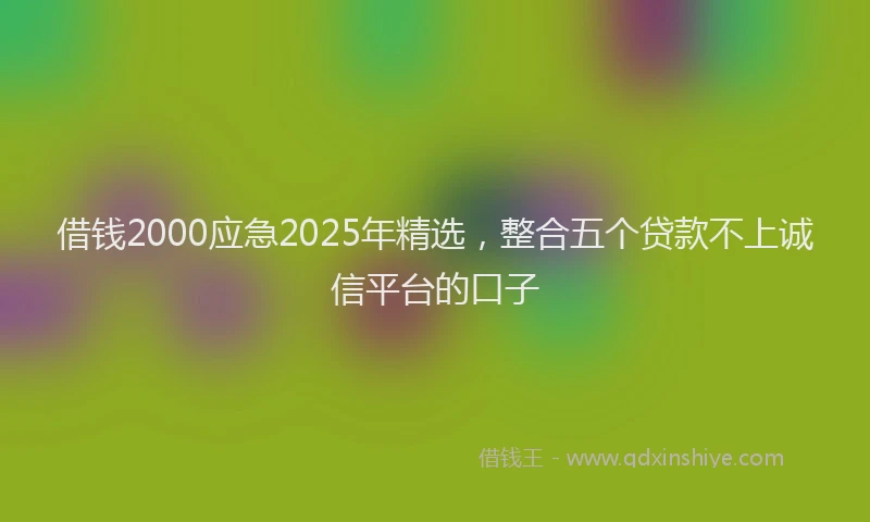 借钱2000应急2025年精选，整合五个贷款不上诚信平台的口子