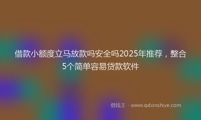 借款小额度立马放款吗安全吗2025年推荐，整合5个简单容易贷款软件
