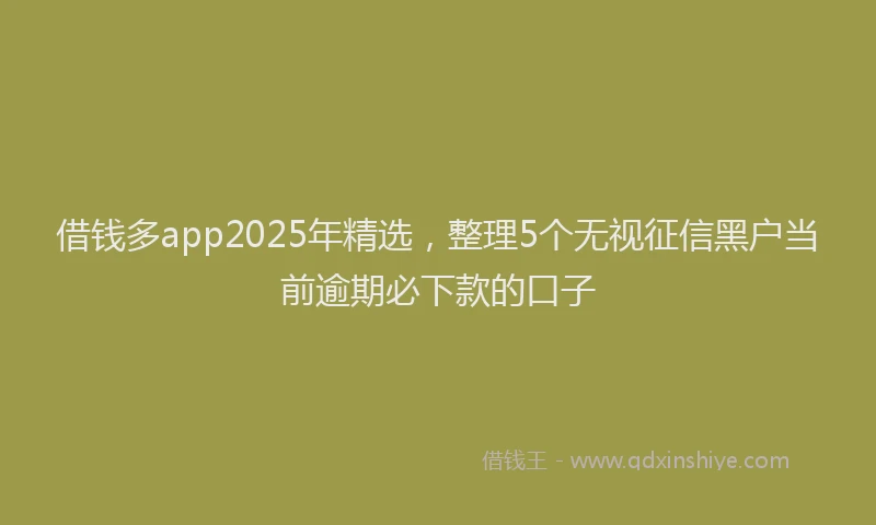 借钱多app2025年精选，整理5个无视征信黑户当前逾期必下款的口子