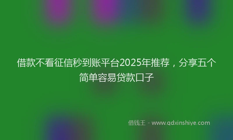 借款不看征信秒到账平台2025年推荐，分享五个简单容易贷款口子