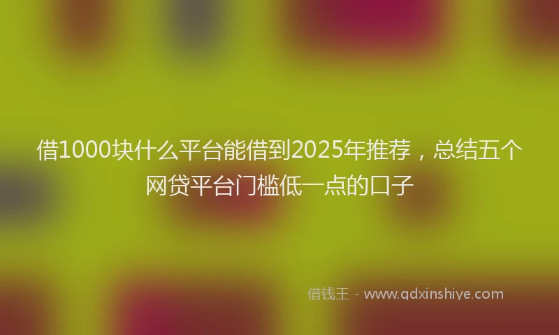 借1000块什么平台能借到2025年推荐，总结五个网贷平台门槛低一点的口子