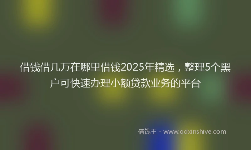 借钱借几万在哪里借钱2025年精选，整理5个黑户可快速办理小额贷款业务的平台