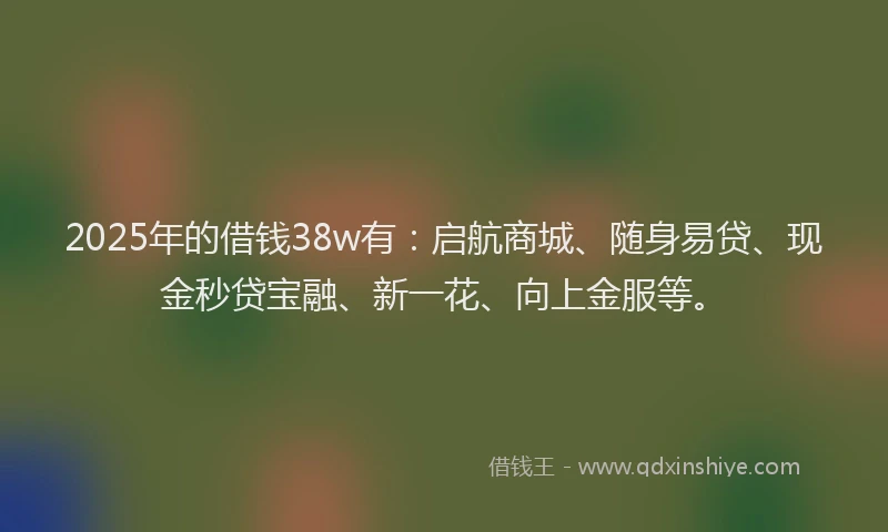 2025年的借钱38w有：启航商城、随身易贷、现金秒贷宝融、新一花、向上金服等。