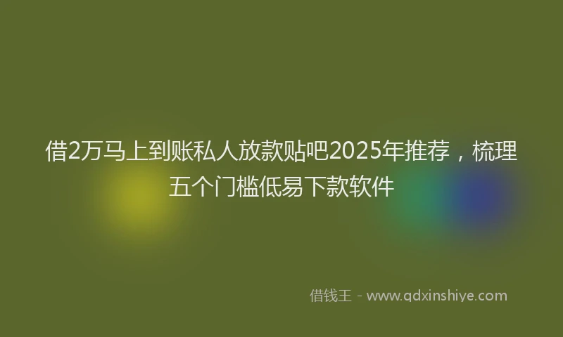 借2万马上到账私人放款贴吧2025年推荐，梳理五个门槛低易下款软件