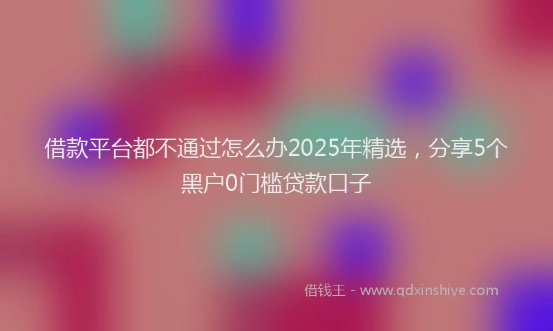 借款平台都不通过怎么办2025年精选，分享5个黑户0门槛贷款口子