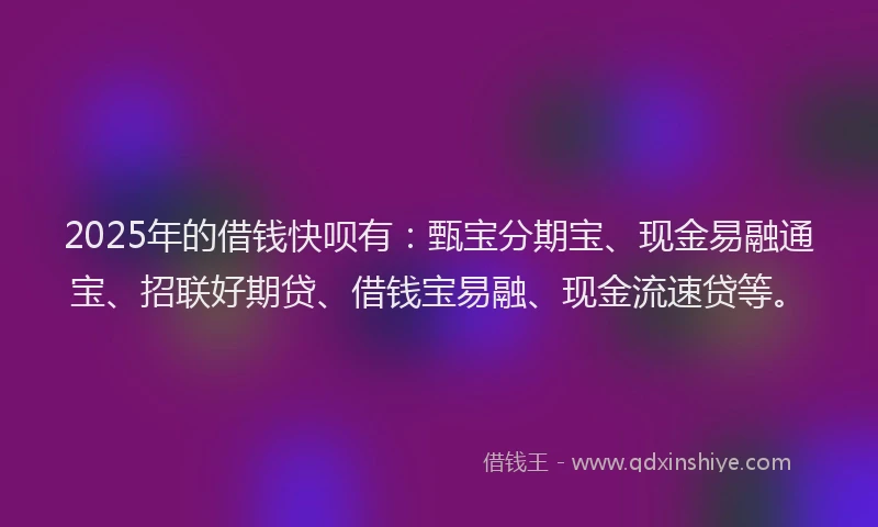 2025年的借钱快呗有：甄宝分期宝、现金易融通宝、招联好期贷、借钱宝易融、现金流速贷等。