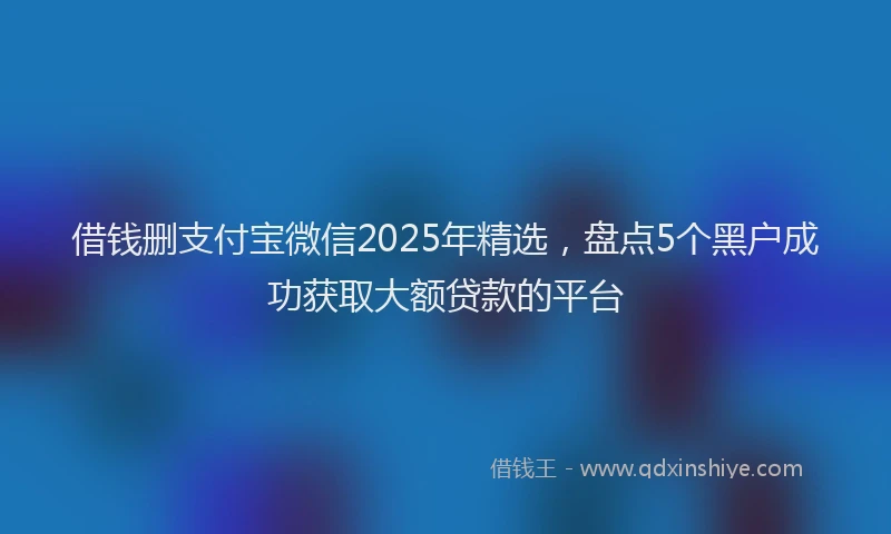借钱删支付宝微信2025年精选,盘点5个黑户成功获取大额贷款的平台