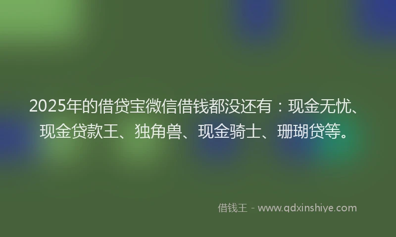 2025年的借贷宝微信借钱都没还有：现金无忧、现金贷款王、独角兽、现金骑士、珊瑚贷等。