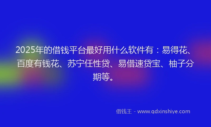 2025年的借钱平台最好用什么软件有：易得花、百度有钱花、苏宁任性贷、易借速贷宝、柚子分期等。