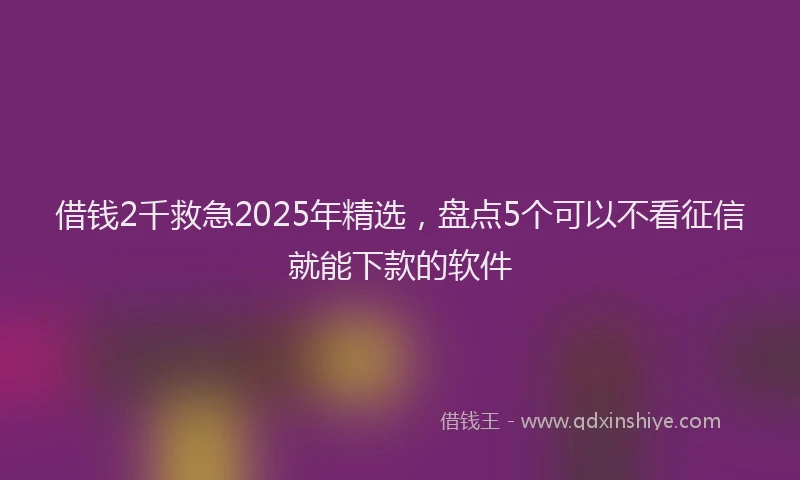 借钱2千救急2025年精选，盘点5个可以不看征信就能下款的软件