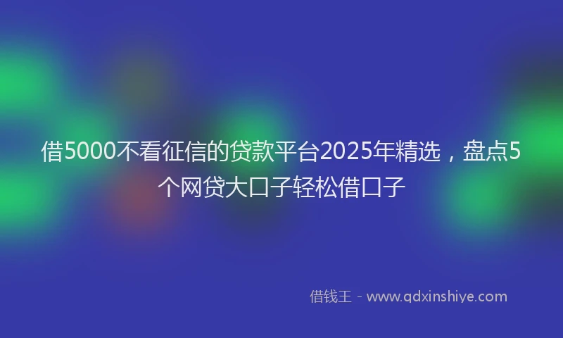 借5000不看征信的贷款平台2025年精选，盘点5个网贷大口子轻松借口子
