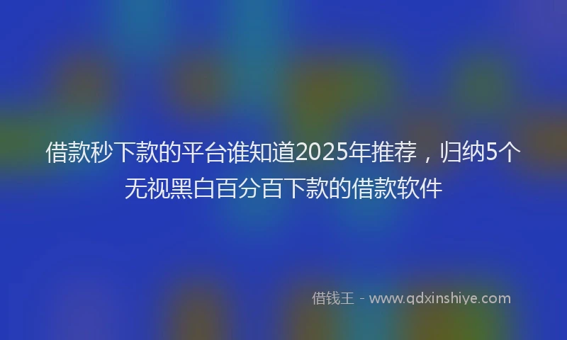 借款秒下款的平台谁知道2025年推荐，归纳5个无视黑白百分百下款的借款软件