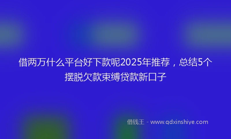 借两万什么平台好下款呢2025年推荐，总结5个摆脱欠款束缚贷款新口子
