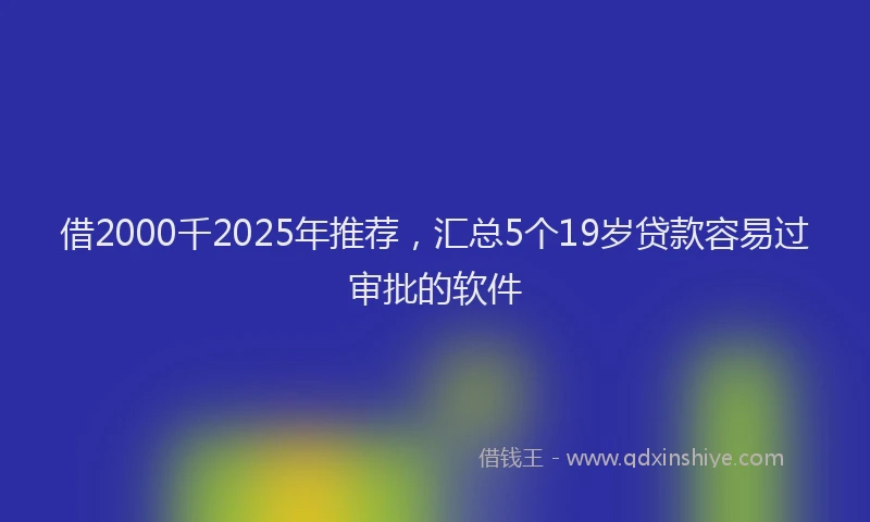 借2000千2025年推荐，汇总5个19岁贷款容易过审批的软件