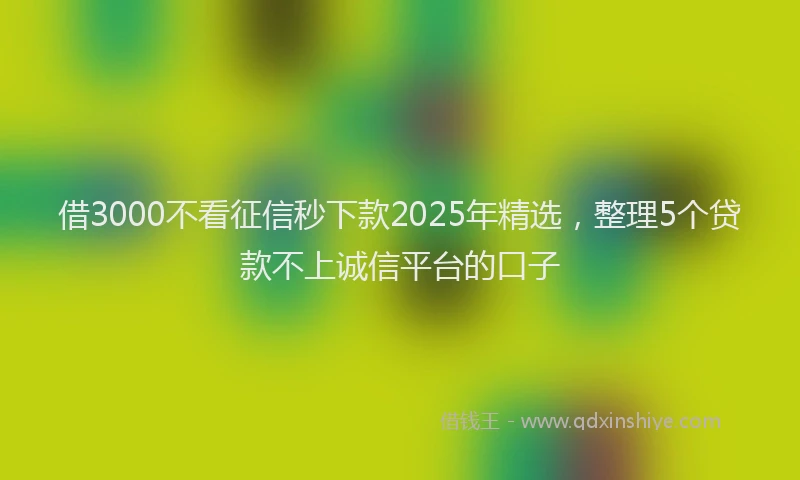 借3000不看征信秒下款2025年精选，整理5个贷款不上诚信平台的口子