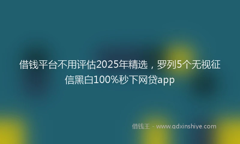 借钱平台不用评估2025年精选，罗列5个无视征信黑白100%秒下网贷app