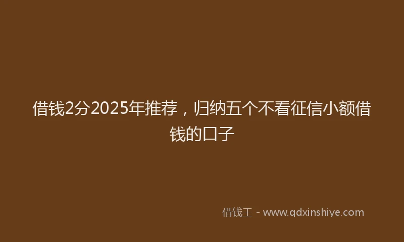 借钱2分2025年推荐，归纳五个不看征信小额借钱的口子