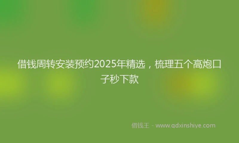 借钱周转安装预约2025年精选，梳理五个高炮口子秒下款