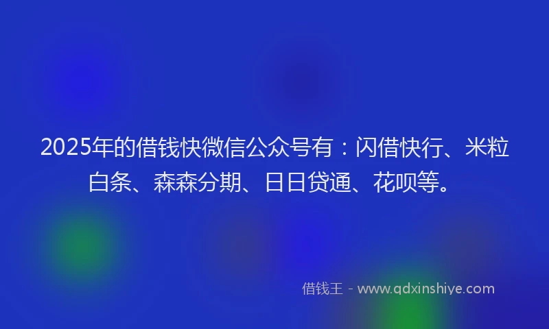 2025年的借钱快微信公众号有：闪借快行、米粒白条、森森分期、日日贷通、花呗等。
