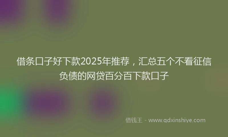 借条口子好下款2025年推荐，汇总五个不看征信负债的网贷百分百下款口子