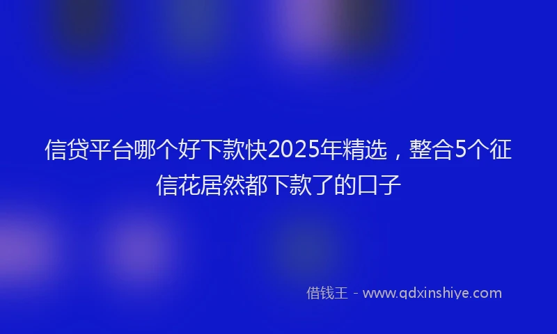 信贷平台哪个好下款快2025年精选，整合5个征信花居然都下款了的口子