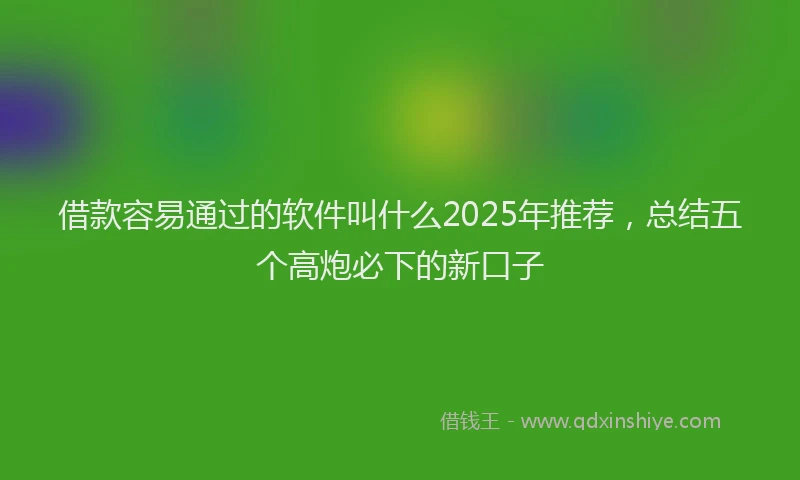 借款容易通过的软件叫什么2025年推荐，总结五个高炮必下的新口子