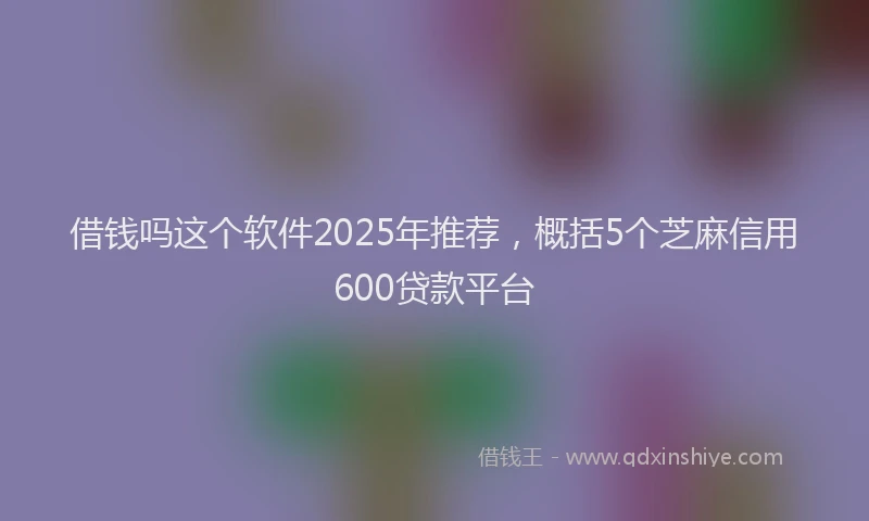 借钱吗这个软件2025年推荐，概括5个芝麻信用600贷款平台