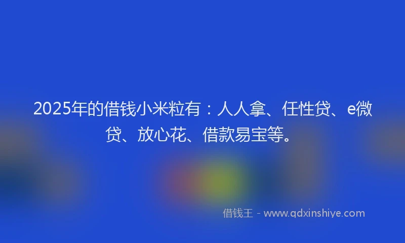 2025年的借钱小米粒有：人人拿、任性贷、e微贷、放心花、借款易宝等。