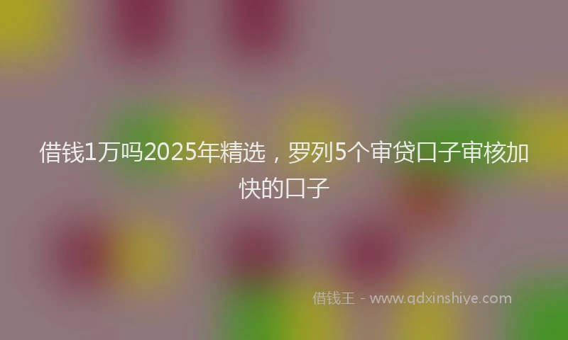 借钱1万吗2025年精选，罗列5个审贷口子审核加快的口子