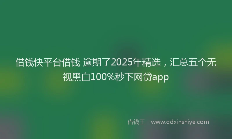 借钱快平台借钱 逾期了2025年精选，汇总五个无视黑白100%秒下网贷app