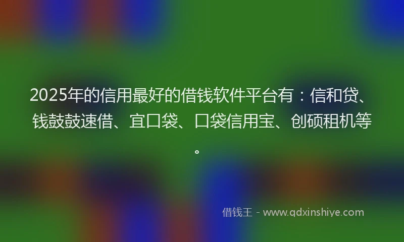 2025年的信用最好的借钱软件平台有：信和贷、钱鼓鼓速借、宜口袋、口袋信用宝、创硕租机等。
