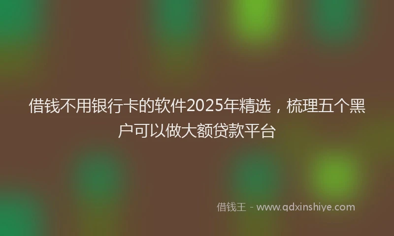 借钱不用银行卡的软件2025年精选，梳理五个黑户可以做大额贷款平台