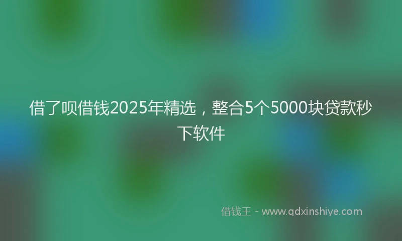 借了呗借钱2025年精选，整合5个5000块贷款秒下软件