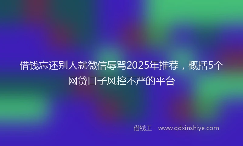 借钱忘还别人就微信辱骂2025年推荐，概括5个网贷口子风控不严的平台