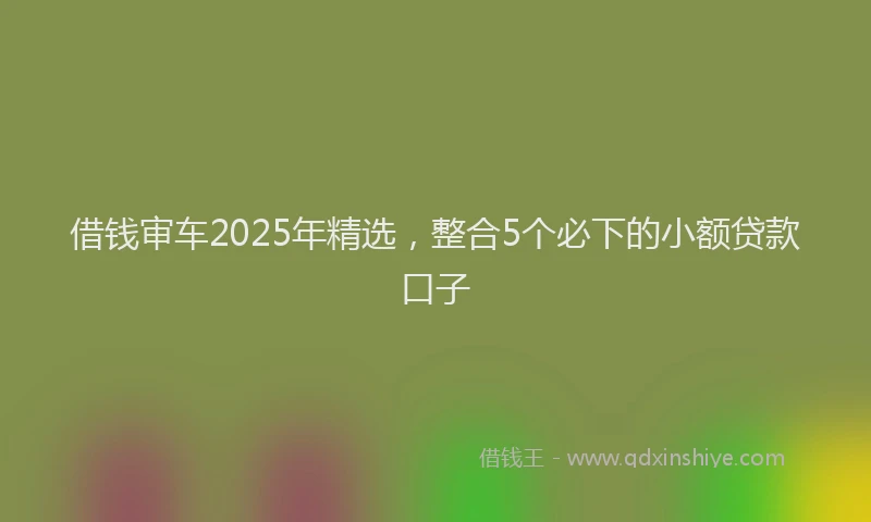 借钱审车2025年精选，整合5个必下的小额贷款口子