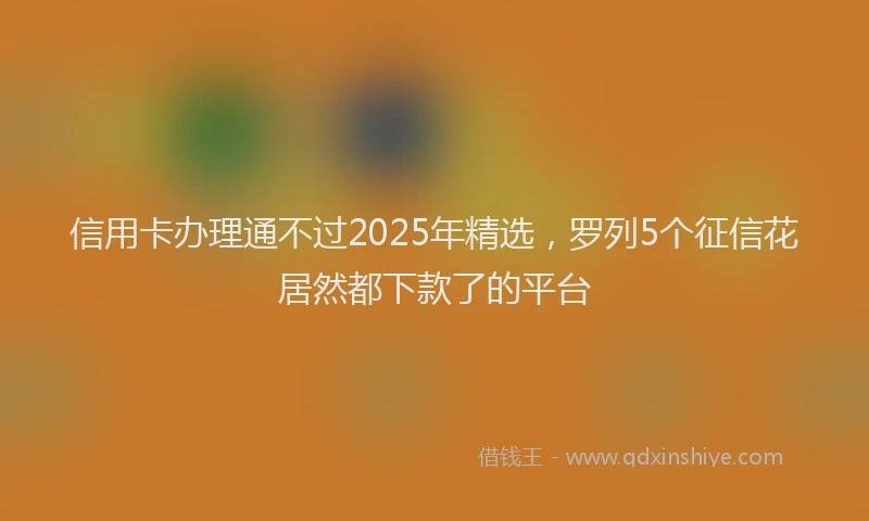 信用卡办理通不过2025年精选，罗列5个征信花居然都下款了的平台