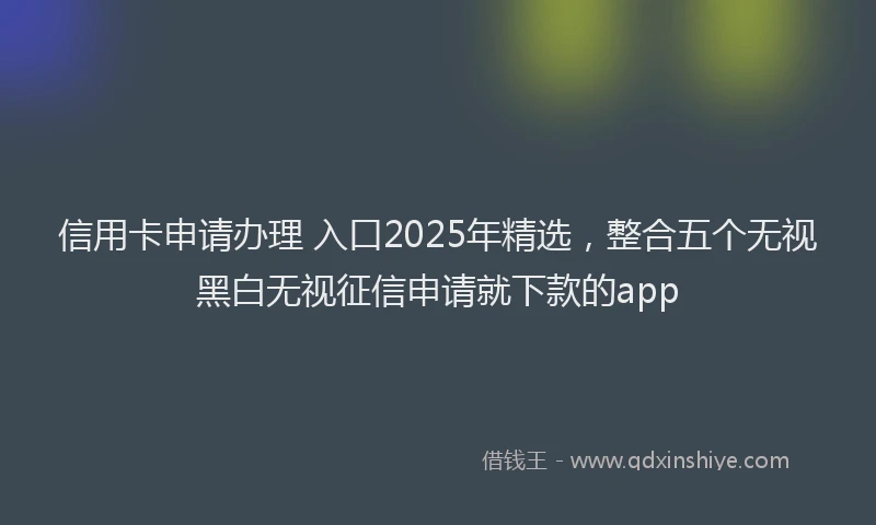 信用卡申请办理 入口2025年精选，整合五个无视黑白无视征信申请就下款的app