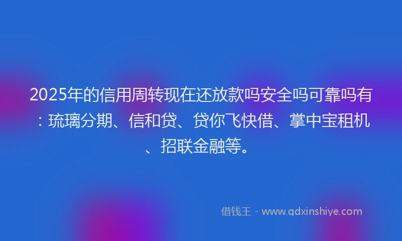 2025年的信用周转现在还放款吗安全吗可靠吗有：琉璃分期、信和贷、贷你飞快借、掌中宝租机、招联金融等。