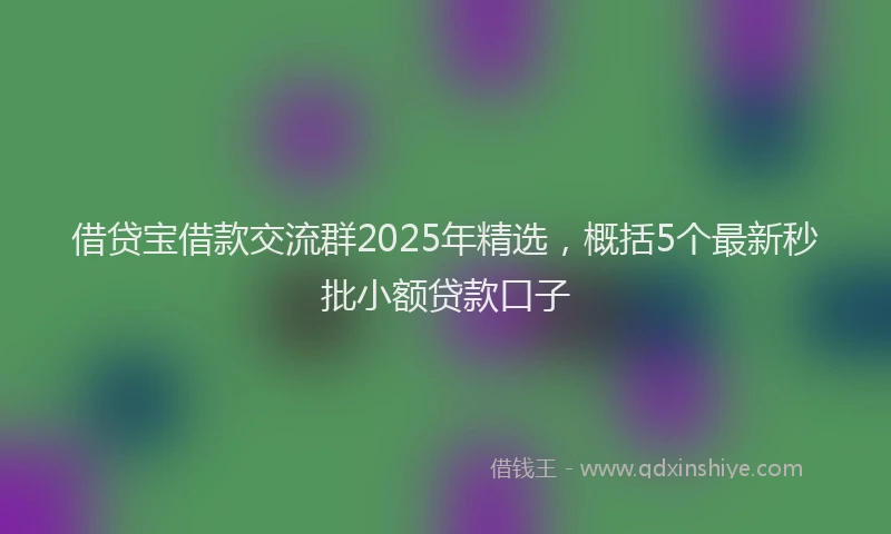 借贷宝借款交流群2025年精选，概括5个最新秒批小额贷款口子