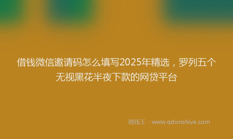 借钱微信邀请码怎么填写2025年精选,罗列五个无视黑花半夜下款的网贷平台
