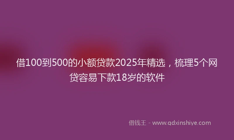 借100到500的小额贷款2025年精选，梳理5个网贷容易下款18岁的软件