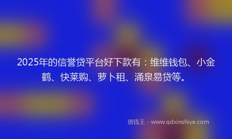 2025年的信誉贷平台好下款有：维维钱包、小金鹤、快莱购、萝卜租、涌泉易贷等。