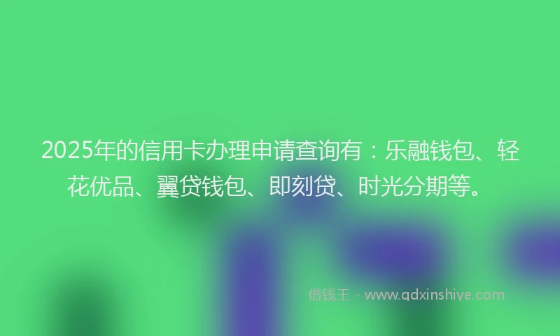 2025年的信用卡办理申请查询有：乐融钱包、轻花优品、翼贷钱包、即刻贷、时光分期等。