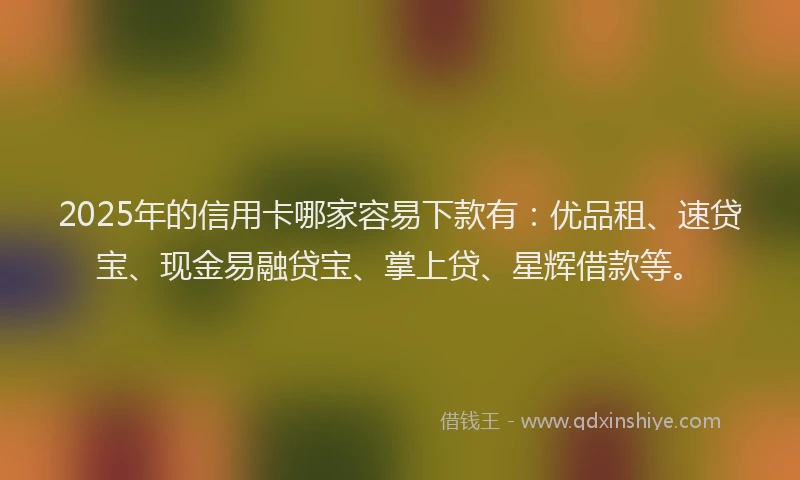 2025年的信用卡哪家容易下款有：优品租、速贷宝、现金易融贷宝、掌上贷、星辉借款等。