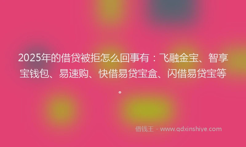 2025年的借贷被拒怎么回事有：飞融金宝、智享宝钱包、易速购、快借易贷宝盒、闪借易贷宝等。