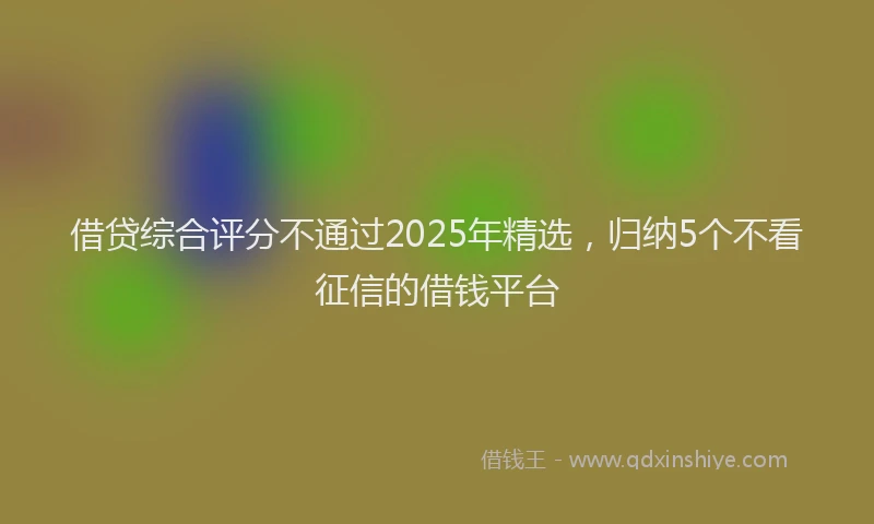 借贷综合评分不通过2025年精选，归纳5个不看征信的借钱平台