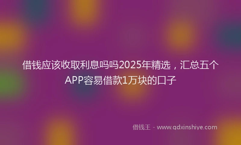 借钱应该收取利息吗吗2025年精选，汇总五个APP容易借款1万块的口子